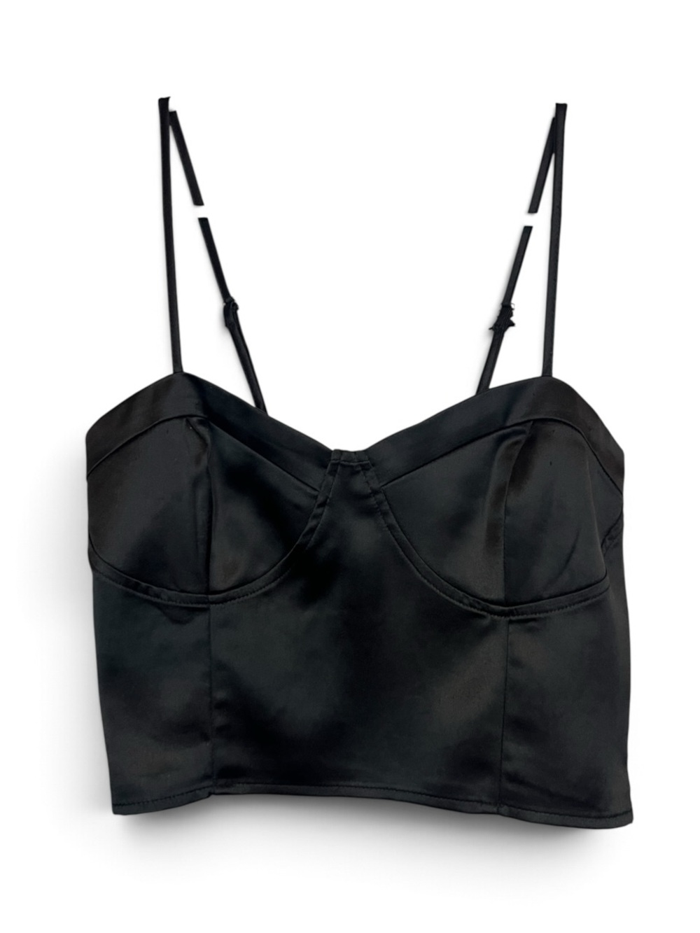 black satin bustier crop top in size Small
